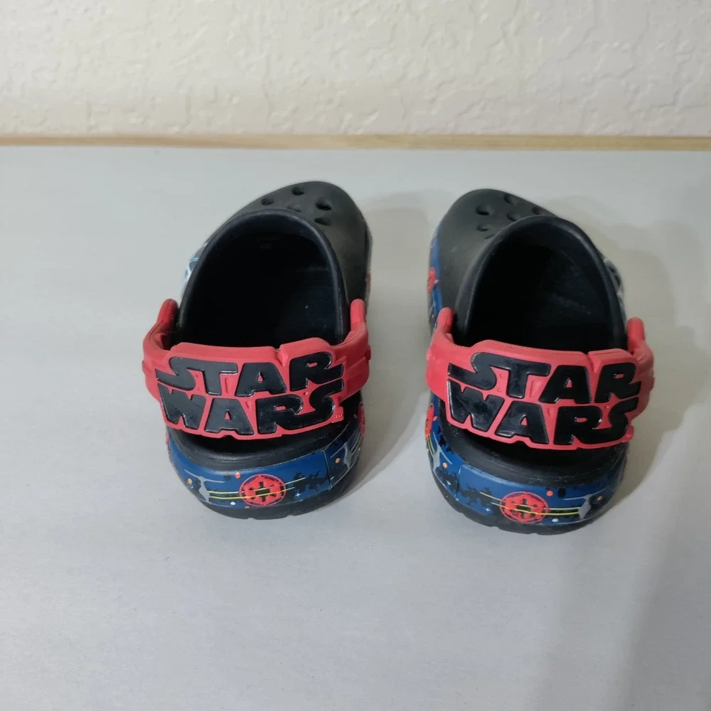 Crocs Kids Star Wars Tie Fighter Clogs Black Red Toddler Size 6 C6 Slip On Shoes